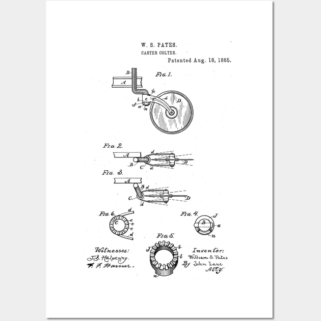 Caster Colter Vintage Patent Hand Drawing Funny Novelty Wall Art by TheYoungDesigns